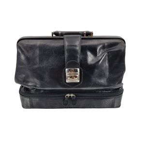 Maxwell Scott Authentic Leather‎ Doctor Bag Black Handmade Italy Key Lock Large